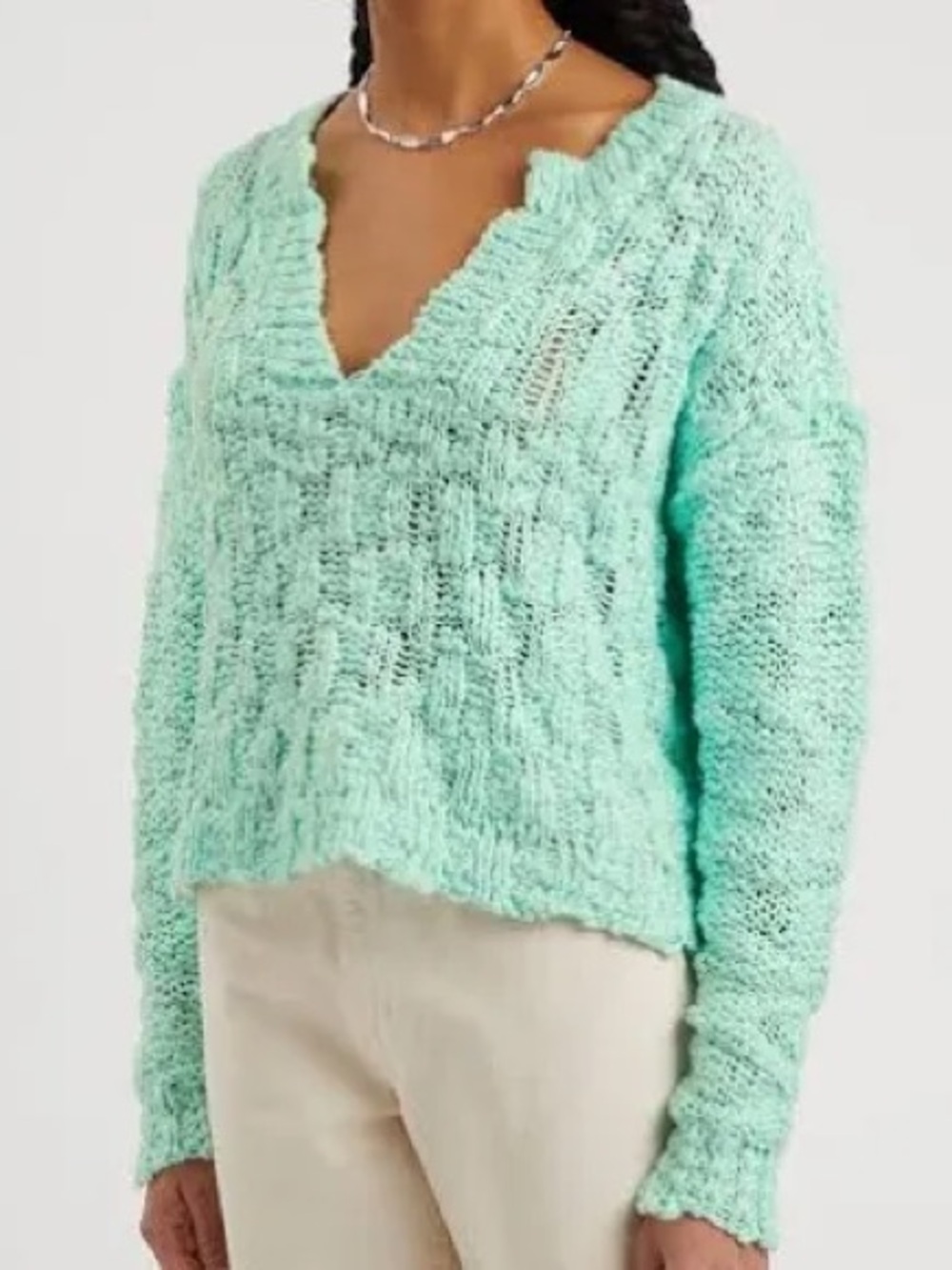 Free People Josephine Cotton Pullover Sweater in  colorway Frozen Melon Medium
